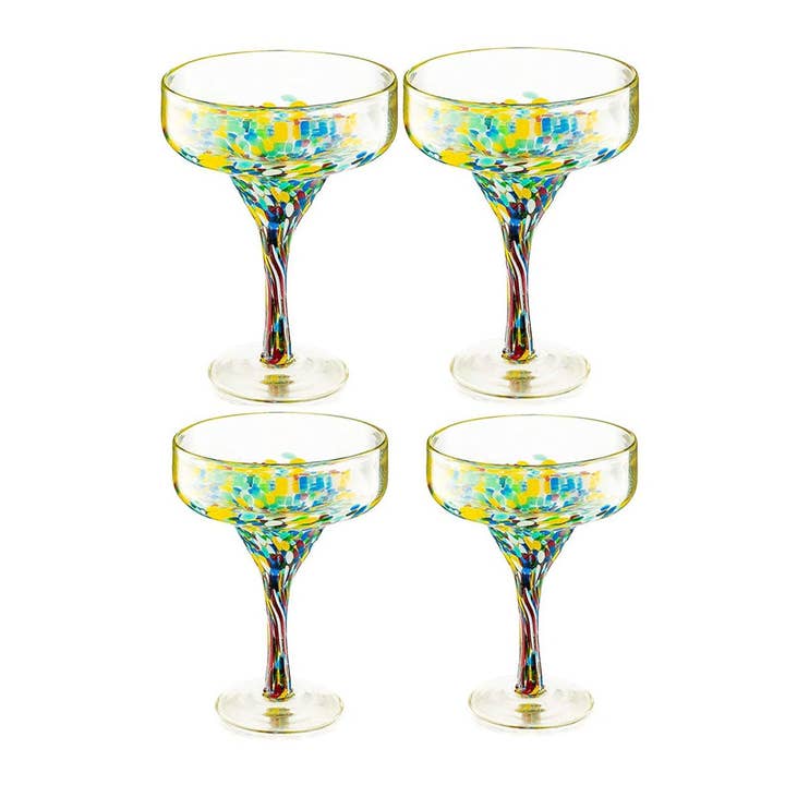 The Wine Savant /  Khen Glassware - Wholesale Cocktail/Liquor Glass - Mexican Design Hand Blown Margarita Glass – Set of 4 Luxury0
