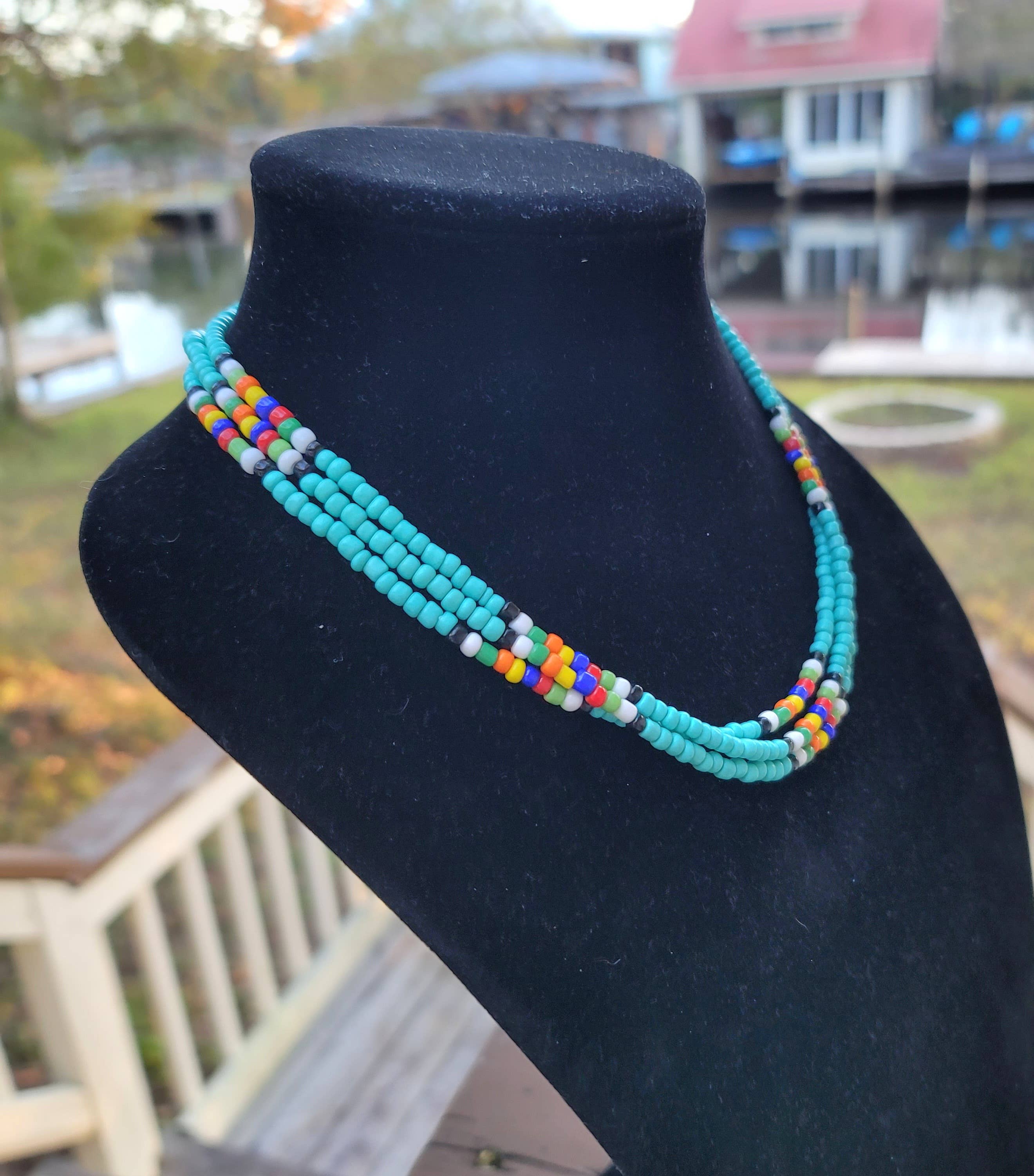 Horse Spirit Studio - Wholesale Choker/Collar - Native Southwestern handmade Turquoise glass bead choker5