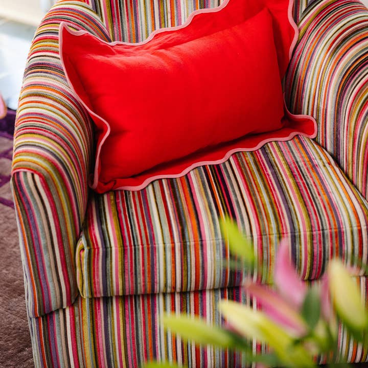 Furbish Studio - Wholesale Lumbar Pillow - Darcy Linen Lumbar Pillow - Cherry + Light Pink - Case Only2