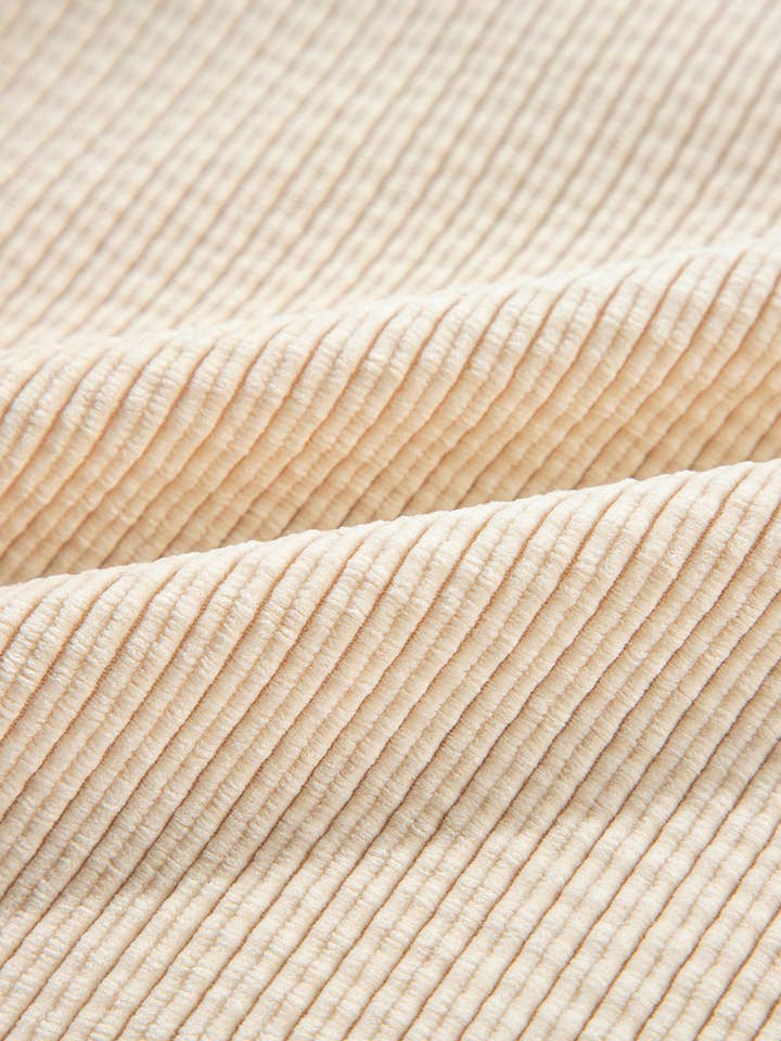 Oatmeal Corduroy Flap Pocket Buttoned Shacket for wholesale on Faire