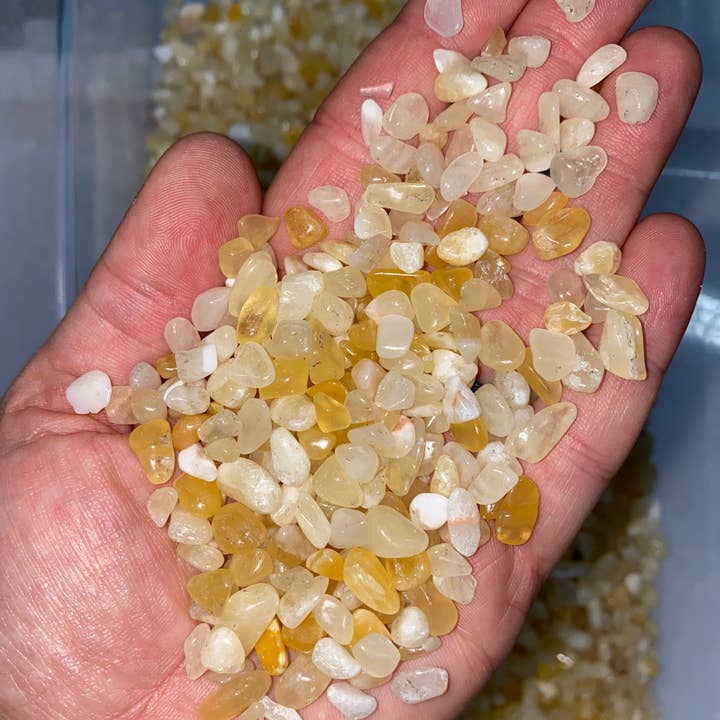 New Moon Beginnings - Wholesale Spiritual Stone/Crystal - Bulk Yellow Calcite Chips (1 lb Bag), Natural Yellow Calcite