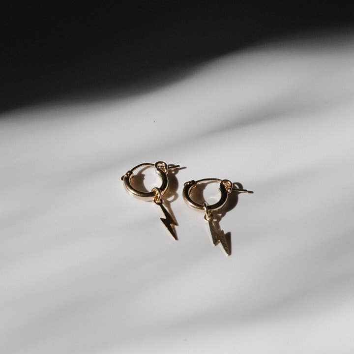 Metrix Jewelry - Wholesale Huggie Earrings - Tiny Lightning Bolt Huggie Hoops - Choose your Metal