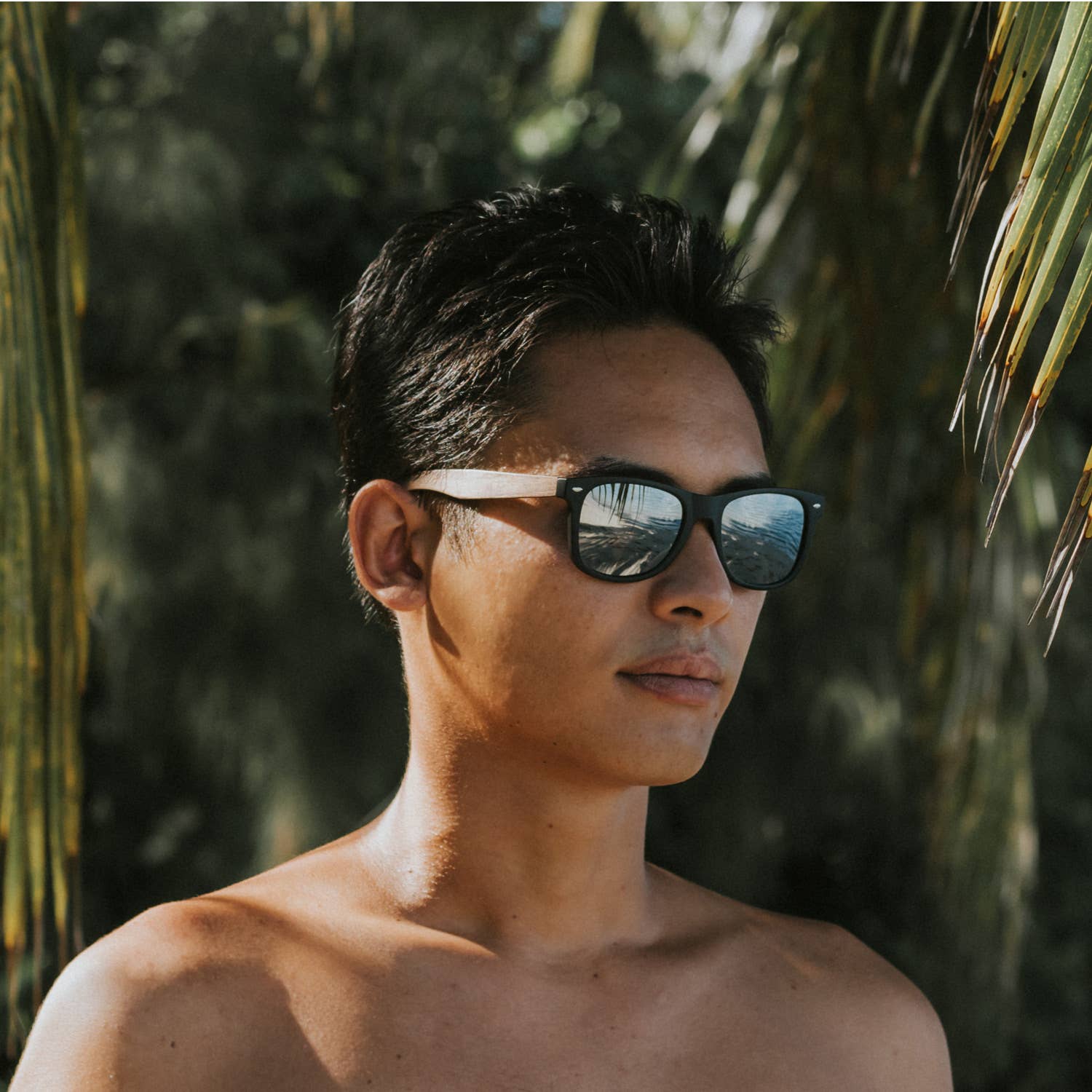 GOWOOD - Wholesale Sunglasses - Unisex - Walnut Wood Sunglasses with Silver Mirrored Polarized Lenses5