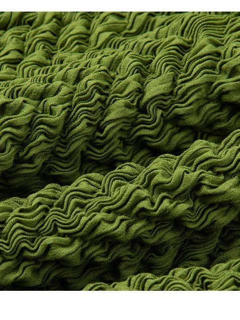 Black Pleated blouse top with flared sleeves & sweep (Green) for wholesale on Faire6