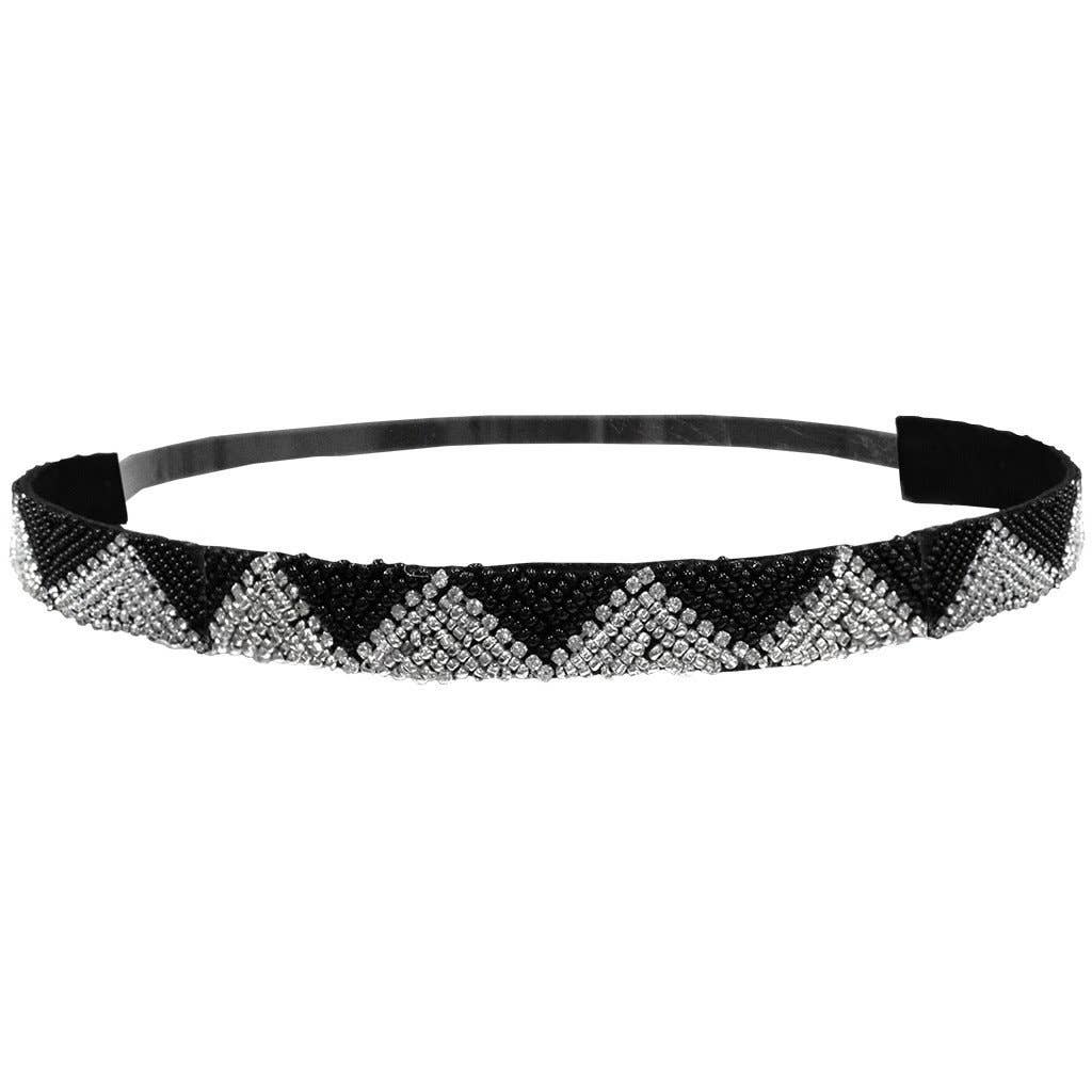 Mia - Vente Bandeau – femme - Bandeau Mia - Rectangle Zig Zag noir et argent0