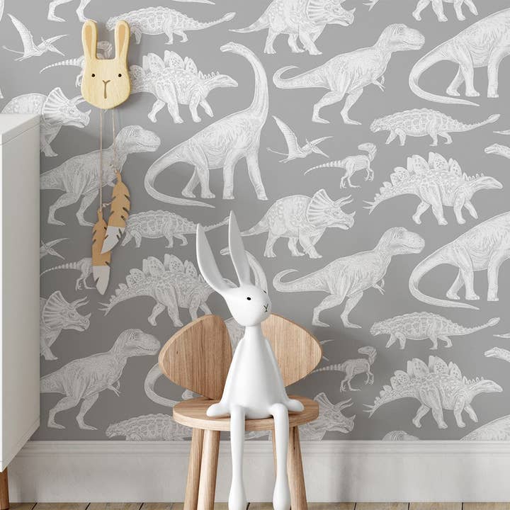 Tapet | Dino Grey för wholesale av Pastelowe Love - wall sticker & wallpaper co.