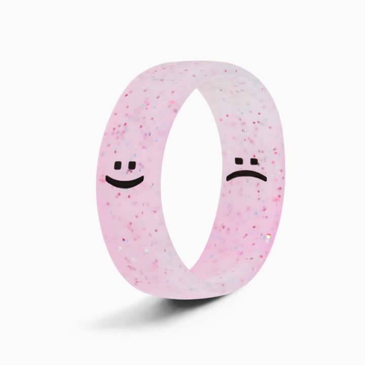 Anello reversibile con sorriso e cipiglio, rosa scintillante per la vendita all'ingrosso da parte di Flip Rings