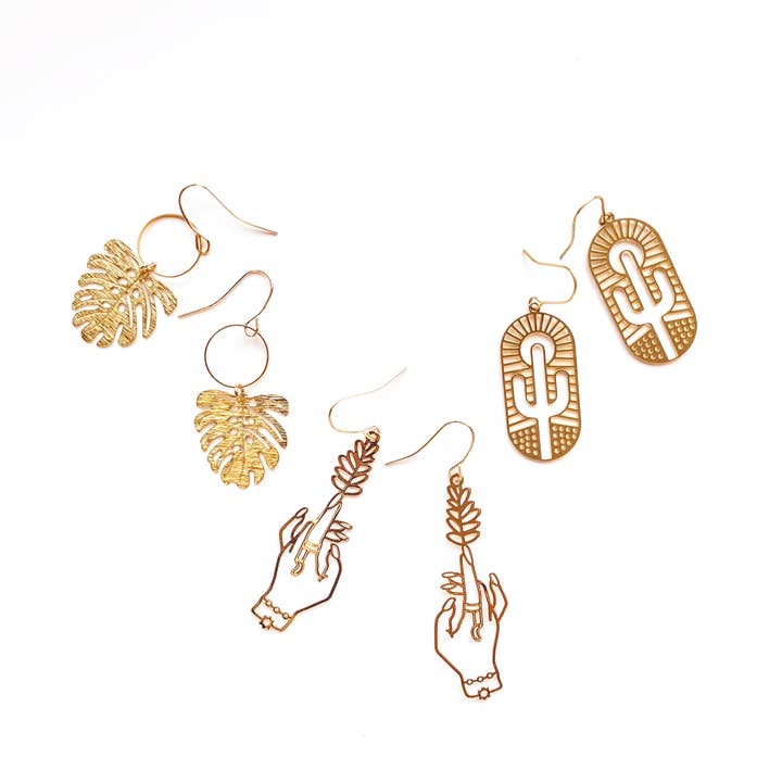 Boucles d'oreilles fougère Edens Touch Boucles d'oreilles statement botaniques pour la vente par Spoon & Theory Handmade