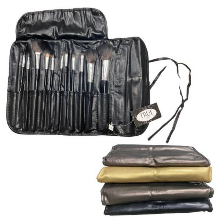 St. Louis Wholesale LLC - Wholesale Makeup Brush Set - Cosmetic Brush Set- 11pc Assorted Color Vinyl Brush Sets