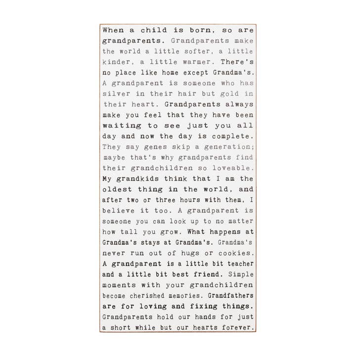 Grandparents - Typewriter Sign for wholesale by Cedar Mountain Studios