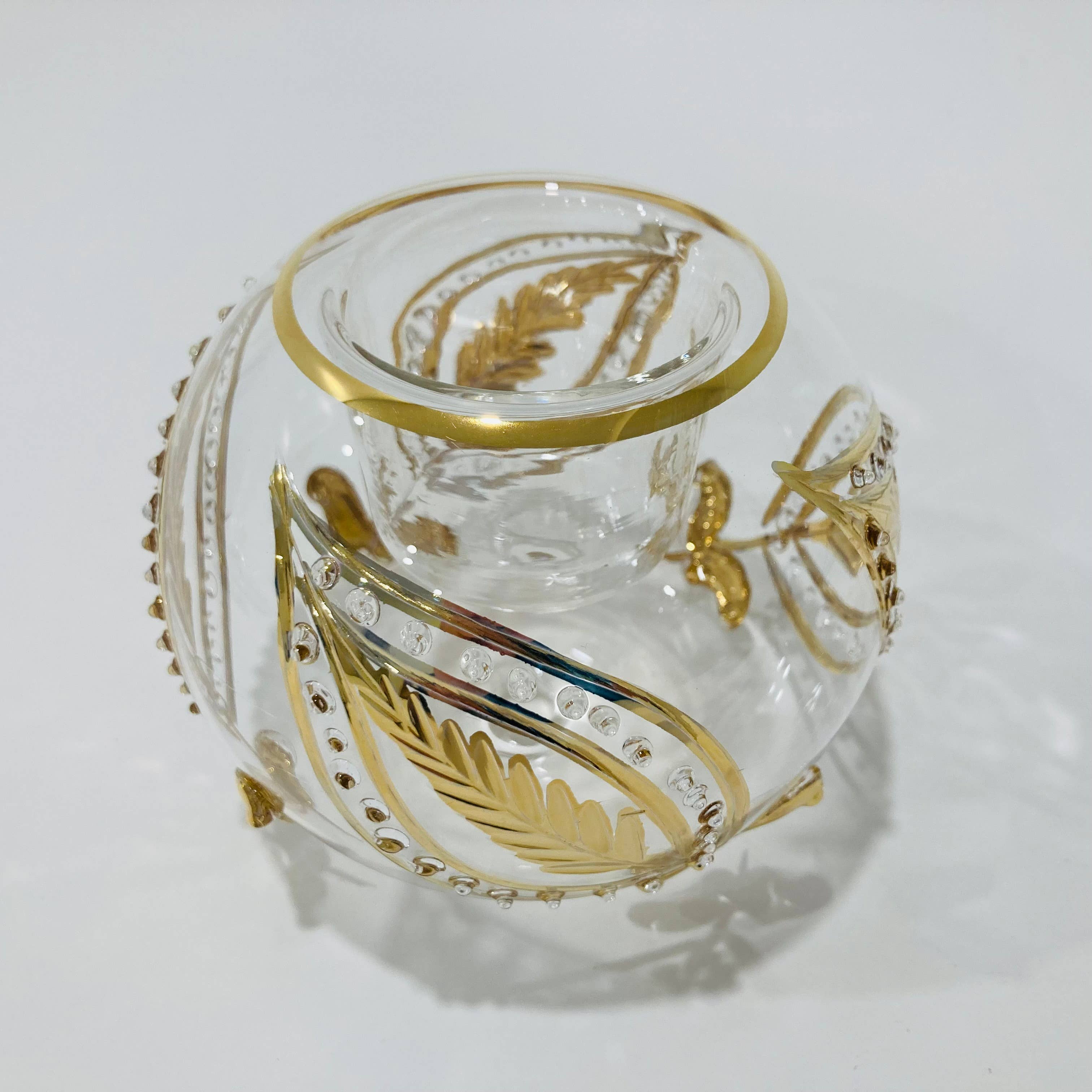 Dandarah (Ships from Canada) - Wholesale Candle Holder - Blown Glass Candle Holder - Paisley Gold4