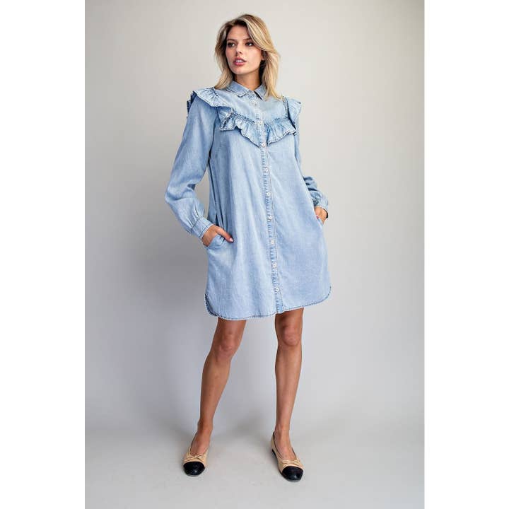 DENIM Long Sleeve Mini Dress for wholesale on Faire8