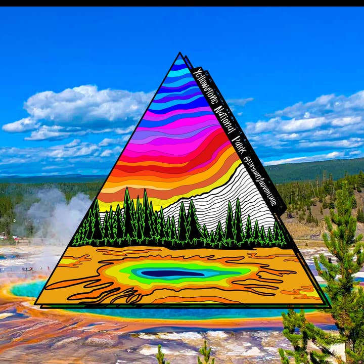 Yellowstone National Park, Yellowstone, Wyoming: Sticker for wholesale by Drawn2adventure