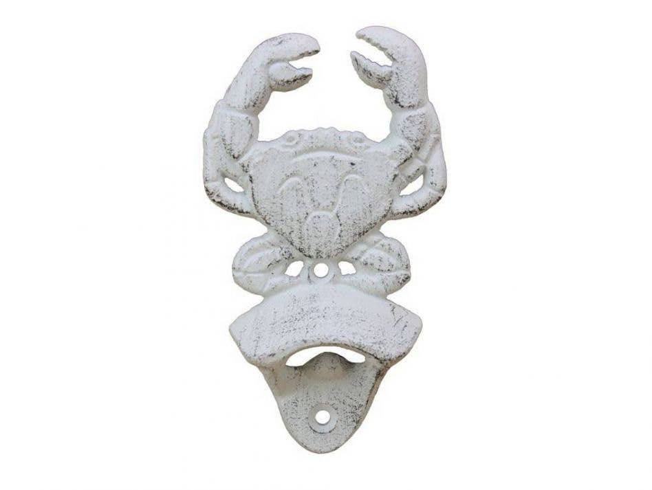 Hampton Nautical - Vendita all'ingrosso Apribottiglie - Apribottiglie a forma di granchio da parete in ghisa imbiancata, 15,2 cm0
