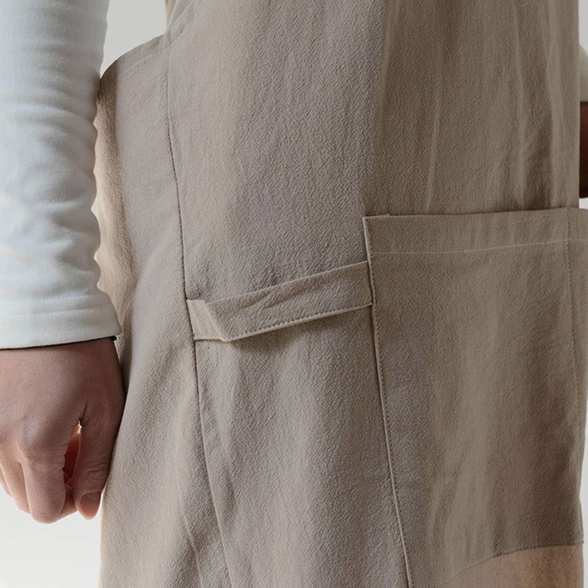 ACCITY - Wholesale Apron - Simple gardening cotton linen with pockets vintage_CWMM33016