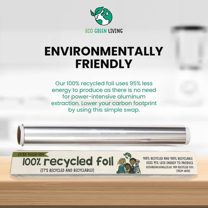 Eco Green Living - Wholesale Food Storage Wrap/Bag - 100% Recycled Aluminium Foil - 30cm x 10m