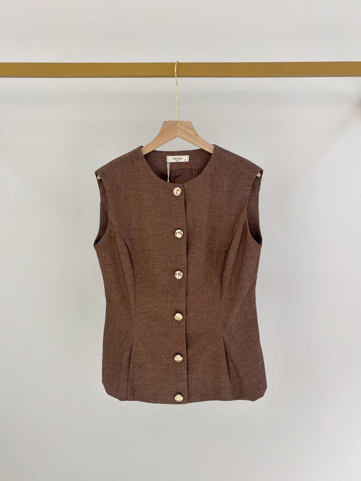 Frime - Wholesale Blouse - Women's - Structured Sleeveless Top - 56558