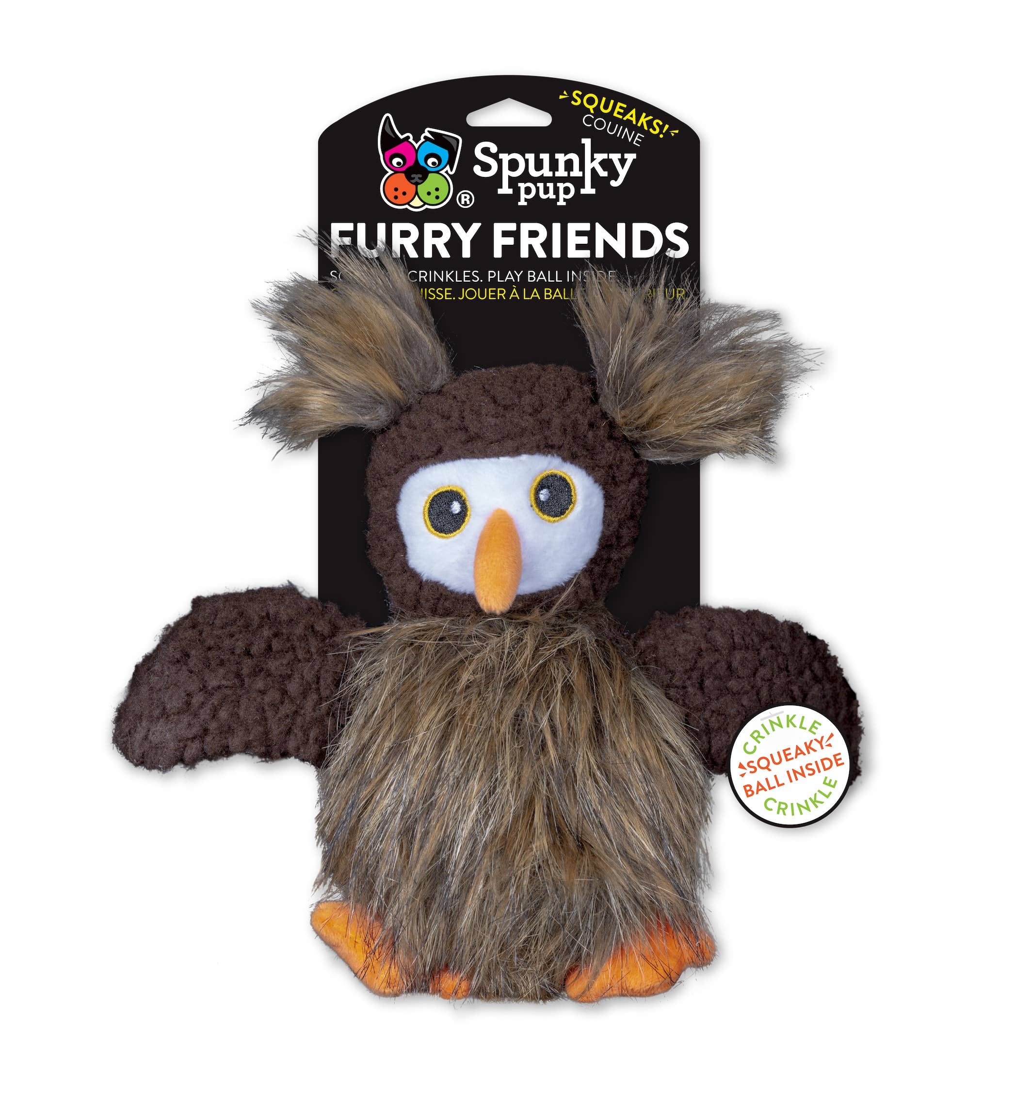 Spunky Pup - Wholesale Pet Squeaky Toy - Dog - Furry Friends 2-in-1 Plush and Ball Squeaker0