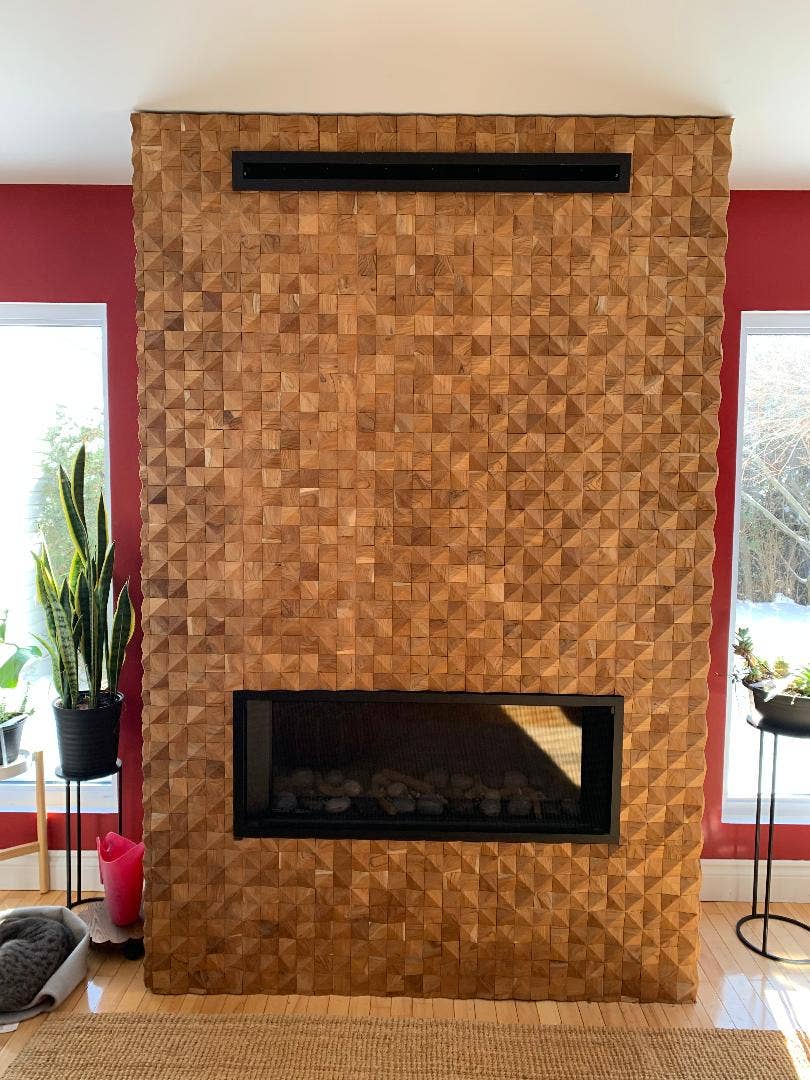 Java Creations - Vendita all'ingrosso Pannelli decorativi - Pannelli da Parete a Piramide in Teak (4 pannelli, 1,44 mq per scatola)7