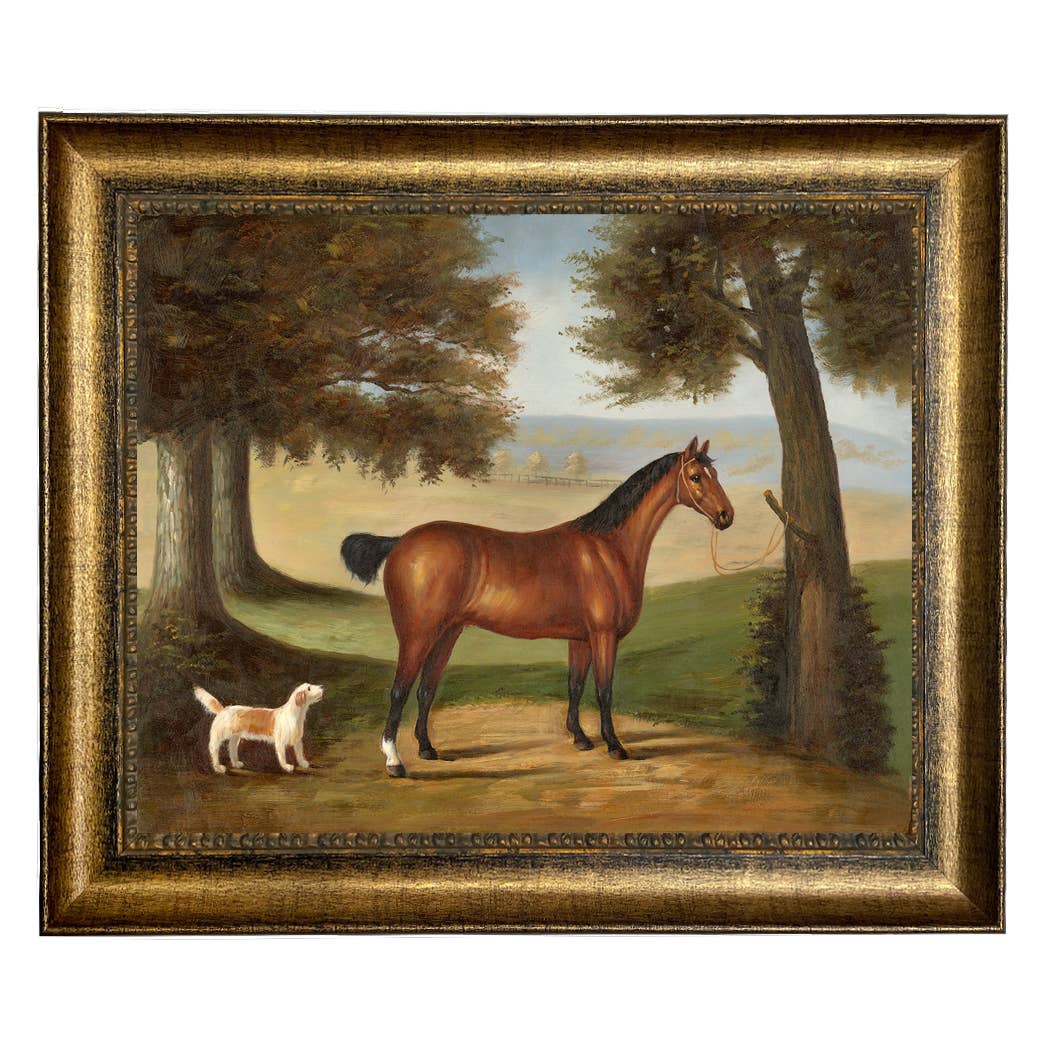 Madison Bay Co. - Historical Home Decor Reproductions - Wholesale Art Print - Horse and Dog in Landscape Vintage Painting Print on Canvas8