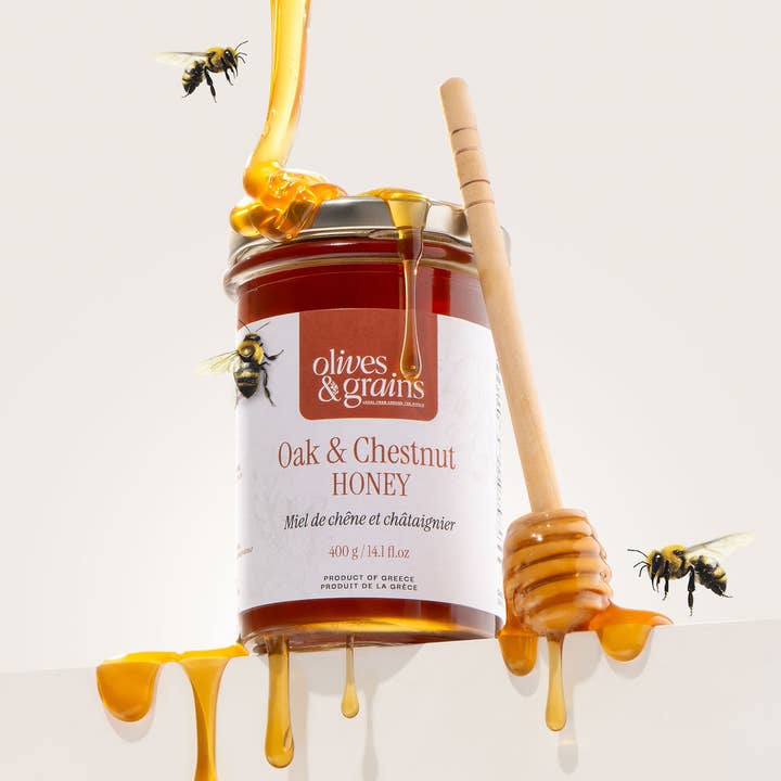 Oak chestnut honey for wholesale by Olives & Grains