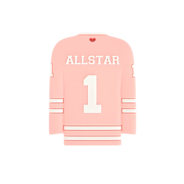 HOCKEY JERSEY Silicone Teether - Pink for wholesale by SloaneandBlake