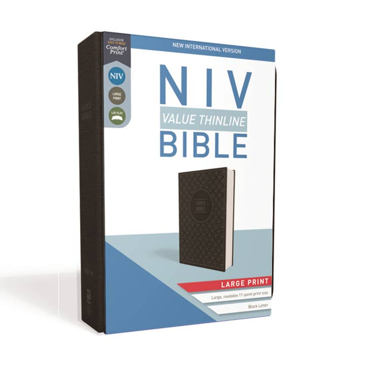 HarperCollins Christian Publishing - Wholesale Religion - NIV Value Thinline Bible Large Print Leathersoft Gray/Black7