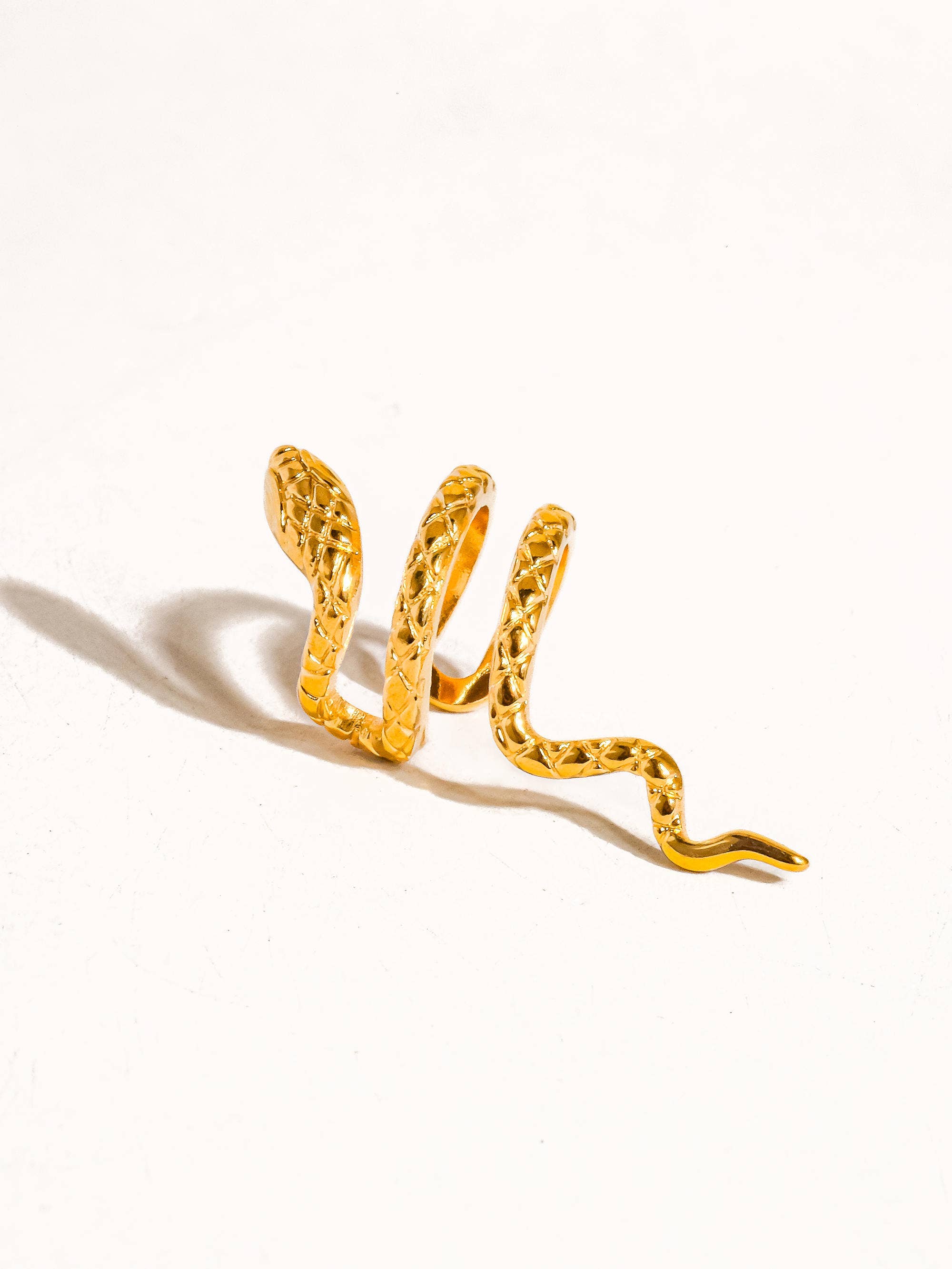 Khari 18K Gold Non-Tarnish Serpent Ear Cuff for wholesale on Faire1