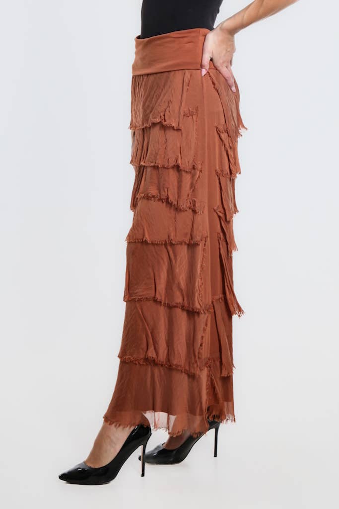 TINA Stephens Italy/Tees By Tina - Wholesale Skirt - Women's - Elisa Silk Ruffle Skirt (SL201)40