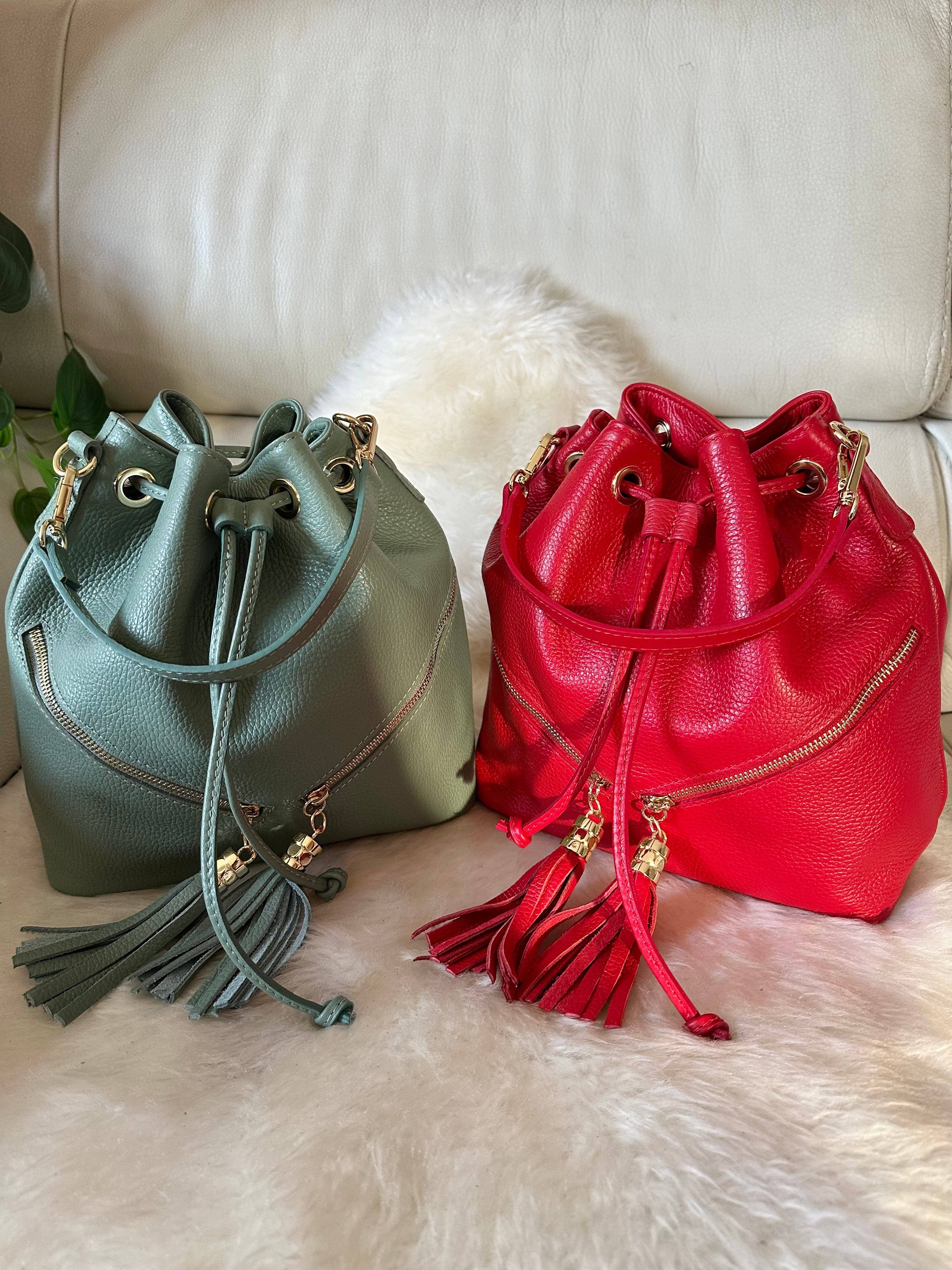 Zhade – Bolsa de ombro – Mulher por atacado – LINA- balde em pele genuína2