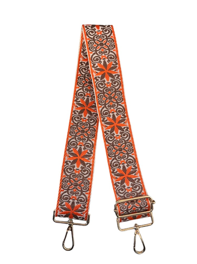 AHDORNED - Vendita all'ingrosso Cinghia per borsa - Donna - Cinturino Ricamato Floreale da 2" - Ferramenta Dorata1