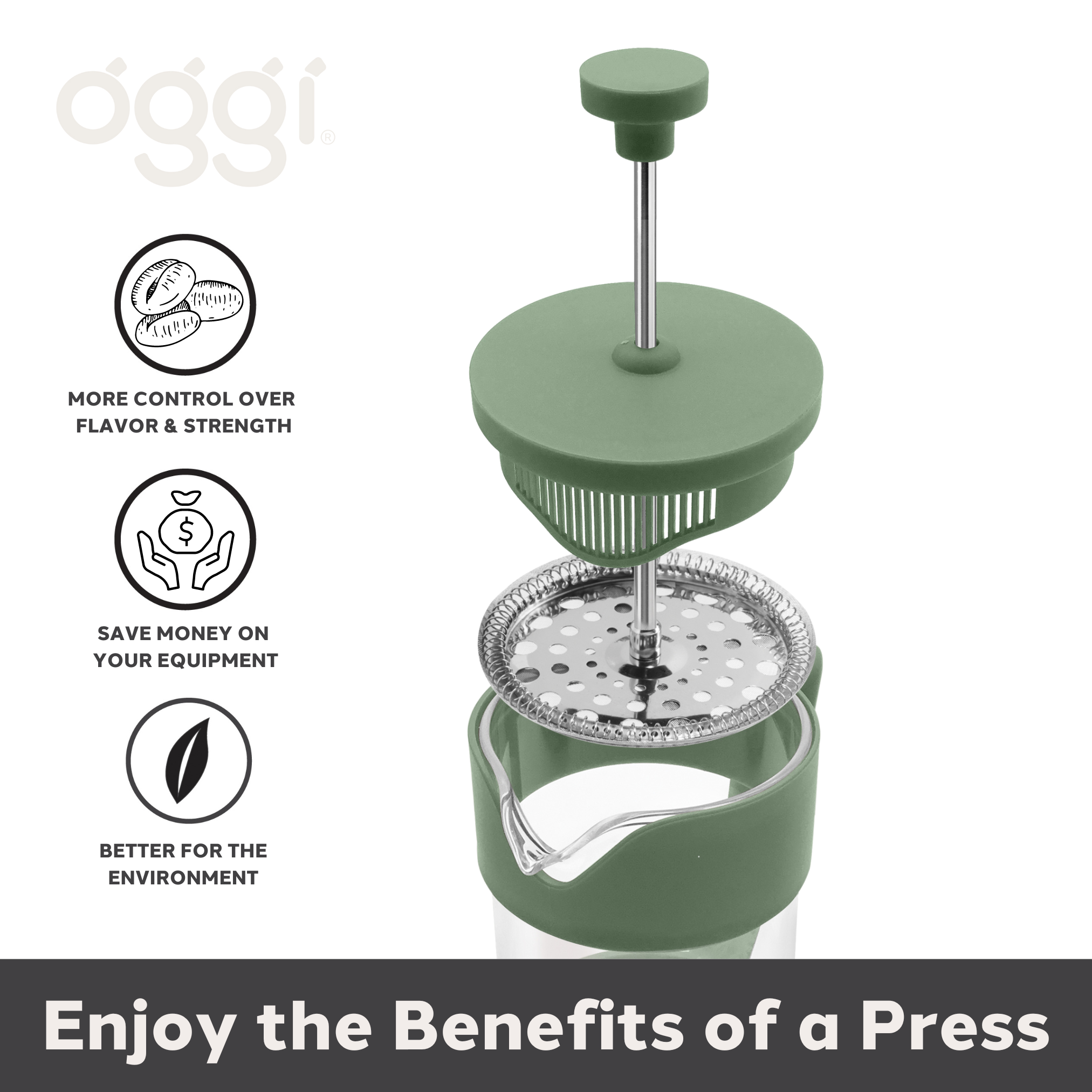 Oggi - Vendita all'ingrosso Caffettiere French press - Caffettiera a stantuffo in vetro borosilicato da 5 tazze (600 ml, 20 oz)20