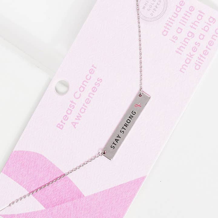 OHBOOBA DESIGN – Engroshandel Halskæde med vedhæng – Brystkræft bevidsthed „STAY STRONG“ halskæde3