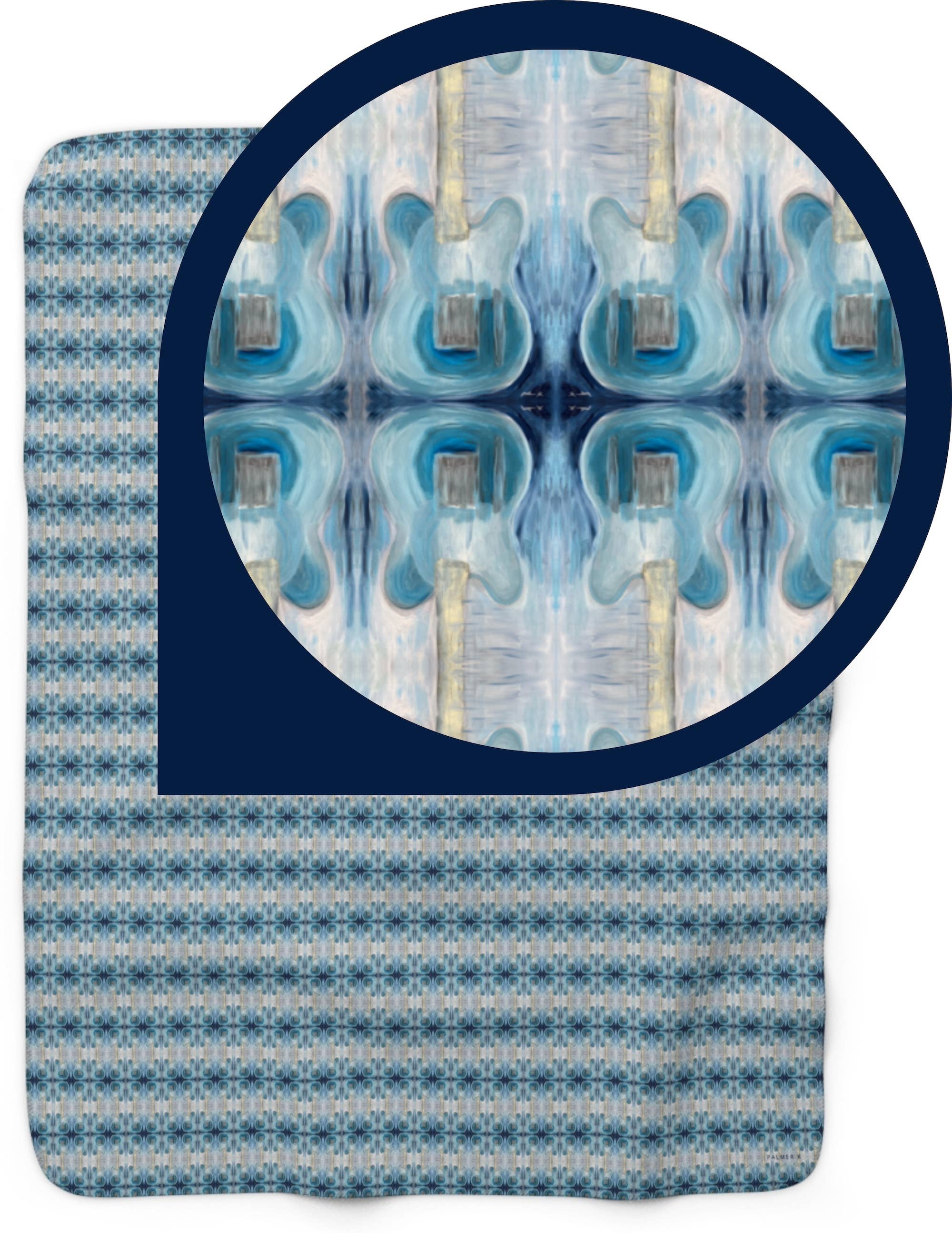 PALMER K Designs - Wholesale Throw Blanket - Sherpa Throw / Blanket: Blue Telecaster Guitars -MBS/P14