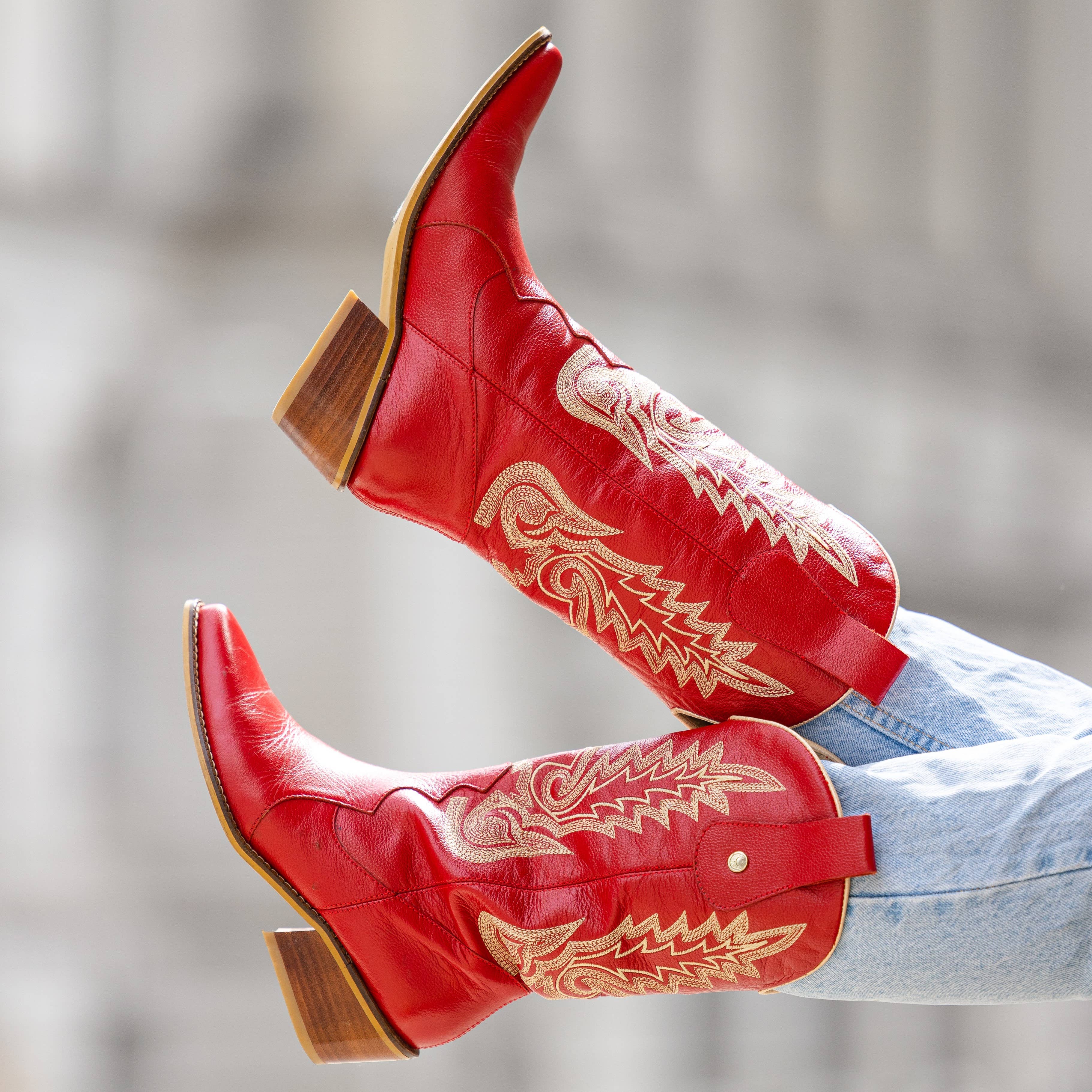 Loyal western cowboy women boots red leather womens shoes for wholesale on Faire3