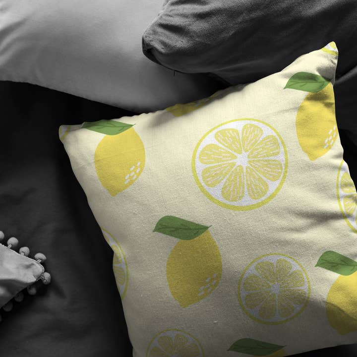 Lemon Design Throw Pillow for Bright Summer Home Decor, Living Room Throw Pillow for wholesale by Caliberry Home Goods