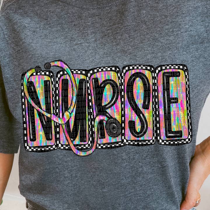 Nurse Watercolor Boxy DTF Transfer for wholesale by K and M Designs