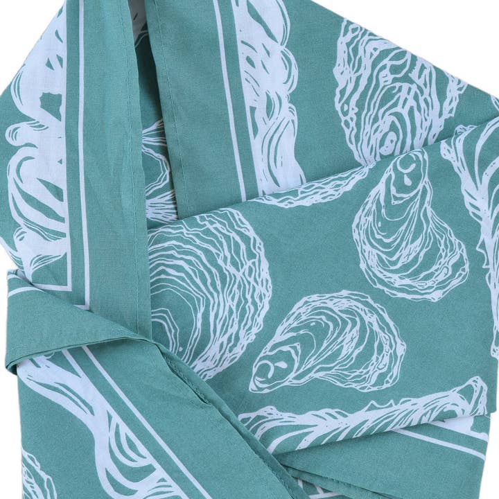 Hearth and Harrow - Wholesale Bandana - Unisex - Oyster Bandana - 100% Cotton - Hand Printed - Green Teal5