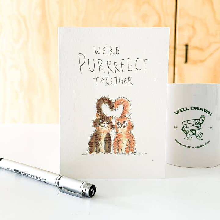 Well Drawn - Wholesale Love Card - We're Purrrfect Together5