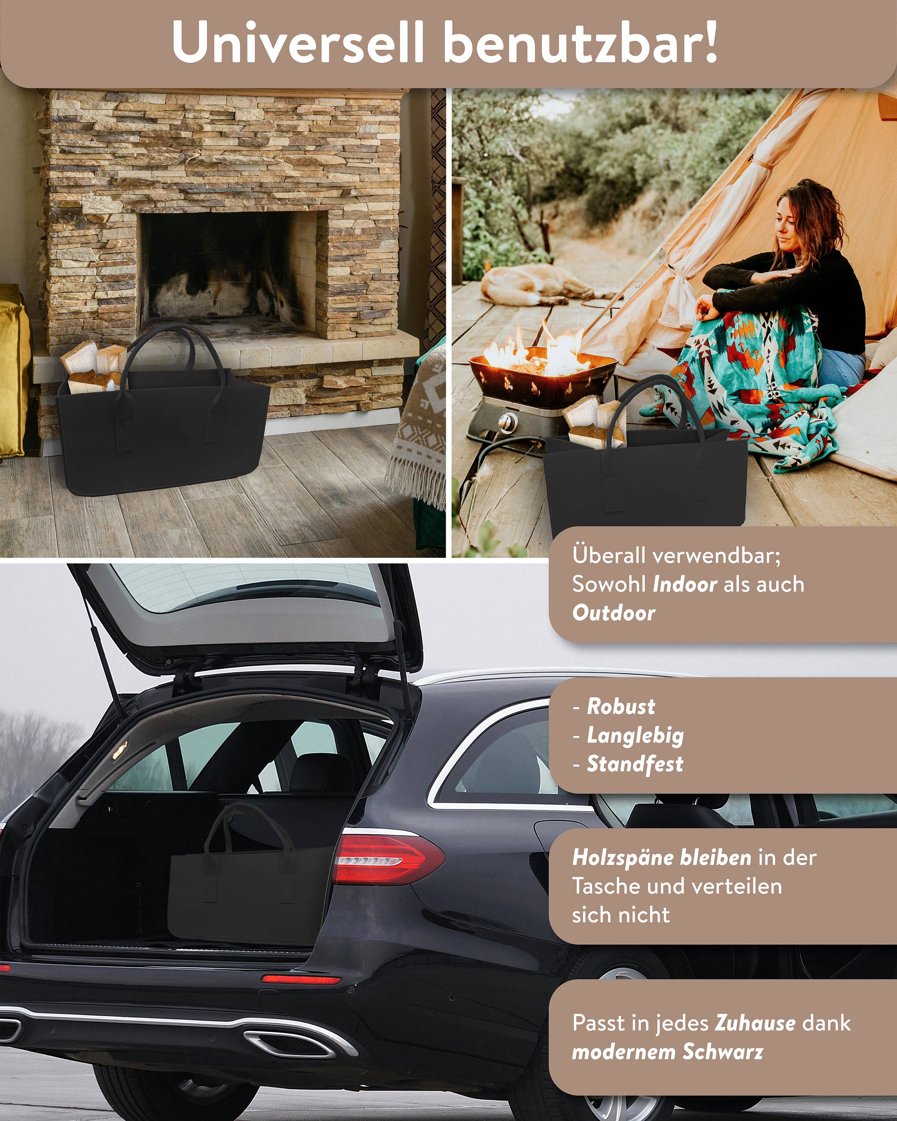 Close Up GmbH - Wholesale Tote Bag - Women's - Felt bag firewood black tote bag, felt bag3