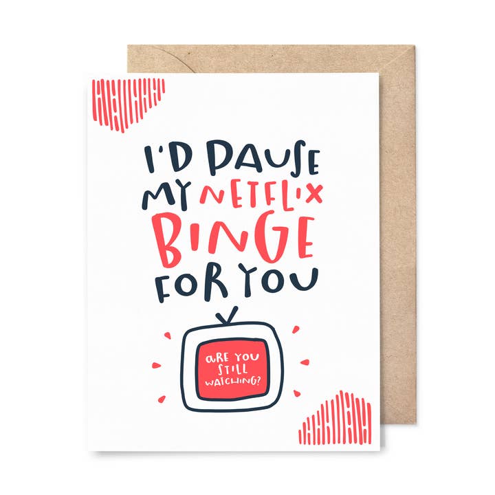 Scheda di binge Netflix per la vendita all'ingrosso da parte di Pinwheel Print Shop