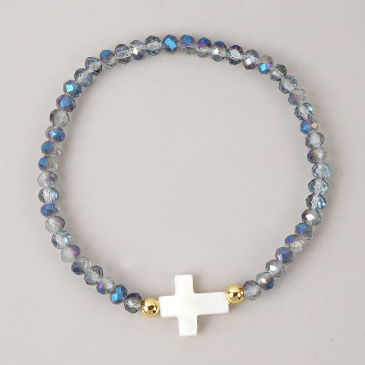 ACCITY - Wholesale Beaded Bracelet - CROSS COLORED CRYSTAL HANDMADE BRACELET_CWMM381911