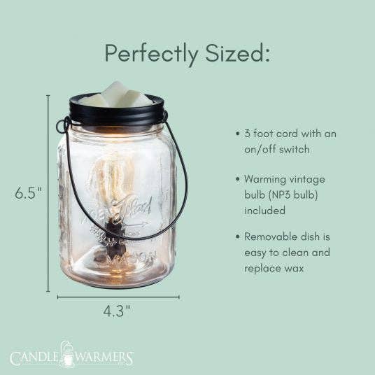 Heavenly Scents - Wholesale Wax Warmer - 'Glass Mason Jar' - Vintage Bulb3