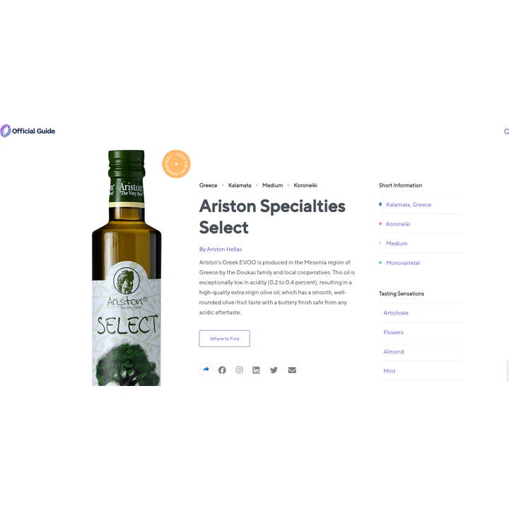 Ariston Specialties - Wholesale Olive Oil - Select Extra Virgin Olive Oil 16.9oz (500 ml)3