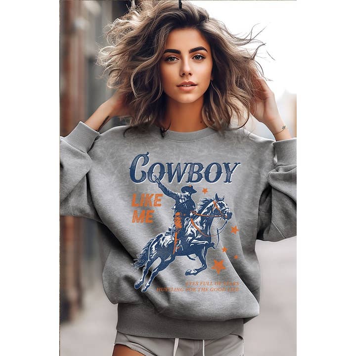 HRTandLUV - Wholesale Graphic Sweatshirt - Women's - COWBOY LIKE ME MINERAL GRAPHIC SWEATWHIRTS