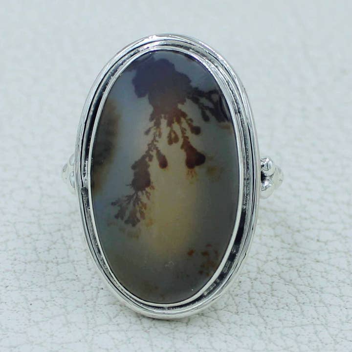 Scenic Dendritic Agate 925 Silver Ring for wholesale by Silvex Jewelry