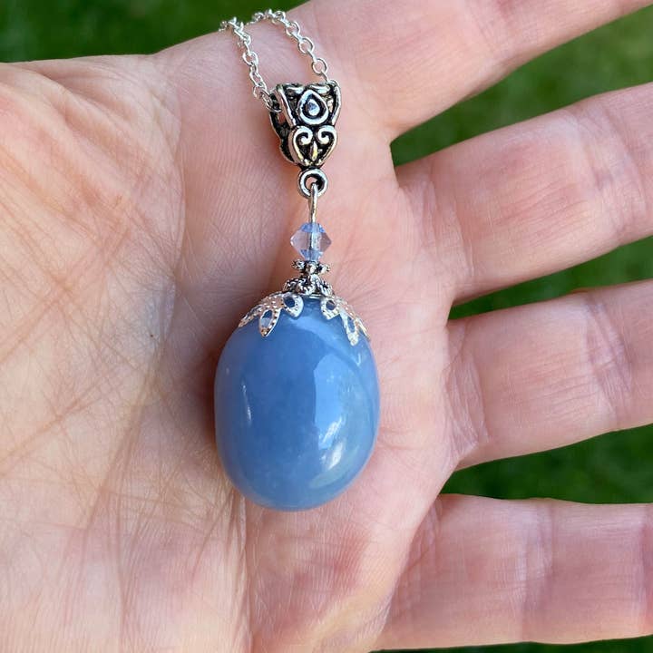 Glorious Healing Crystals – wholesale Pendant/charm necklace – Angelite Pendant, Connect With Your Guardian Angel1