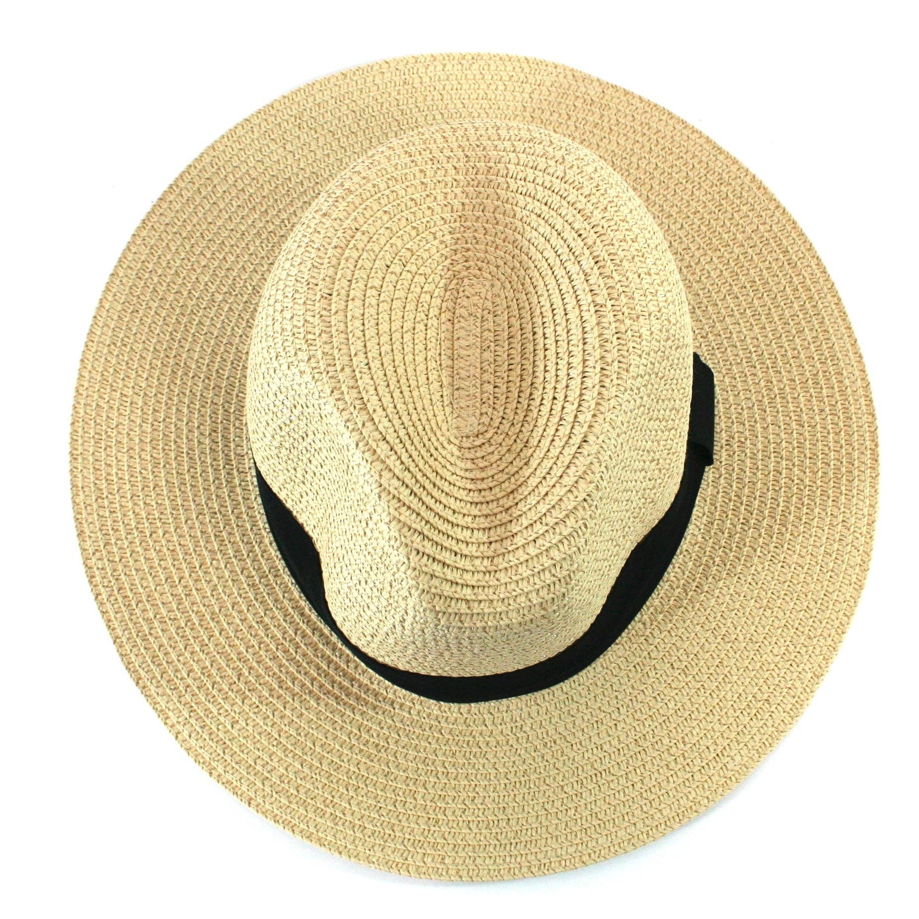Black Ginger - Wholesale Straw Hat - Women's - Panama Style Foldable Sun Hat in Bag  - Medium (61cm)4