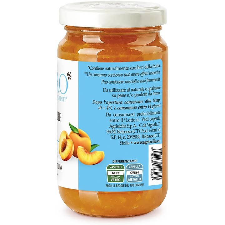 Agrisicilia S.p.A. - Vendita all'ingrosso Confettura - Agrisicilia zero% zuccheri aggiunti pesche 240g