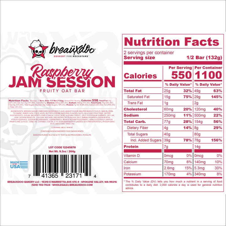 Breauxdoo Bakery - Wholesale Snack Bar - Raspberry Jam Session Oat Bar4